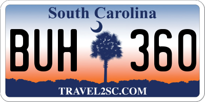 SC license plate BUH360