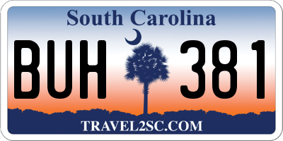 SC license plate BUH381