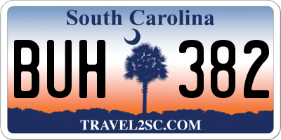 SC license plate BUH382