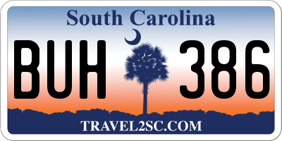 SC license plate BUH386