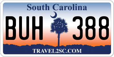 SC license plate BUH388