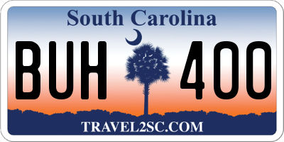 SC license plate BUH400
