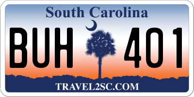 SC license plate BUH401