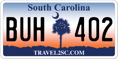 SC license plate BUH402