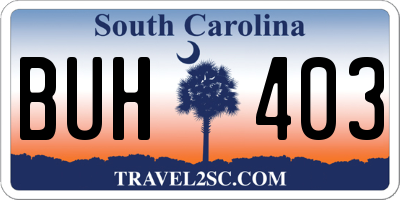 SC license plate BUH403