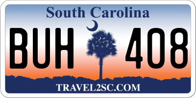 SC license plate BUH408