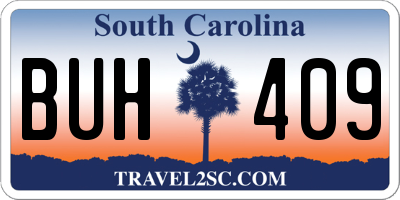 SC license plate BUH409