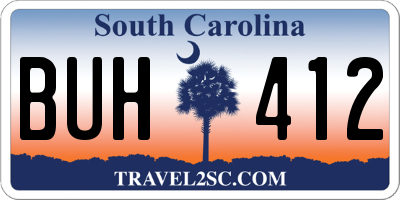 SC license plate BUH412