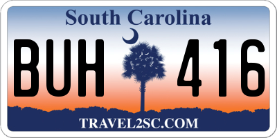 SC license plate BUH416