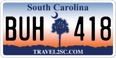 SC license plate BUH418