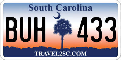 SC license plate BUH433