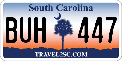 SC license plate BUH447