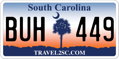 SC license plate BUH449