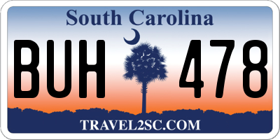 SC license plate BUH478