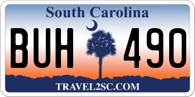 SC license plate BUH490