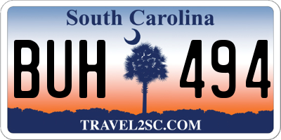 SC license plate BUH494