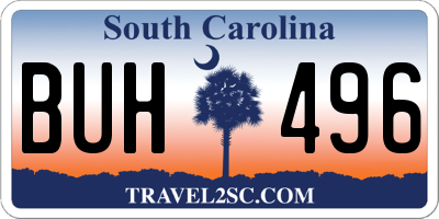 SC license plate BUH496