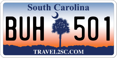 SC license plate BUH501