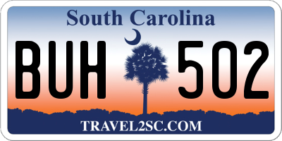SC license plate BUH502