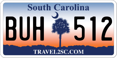 SC license plate BUH512