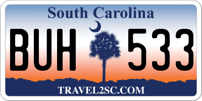 SC license plate BUH533