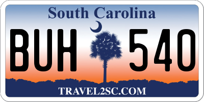 SC license plate BUH540