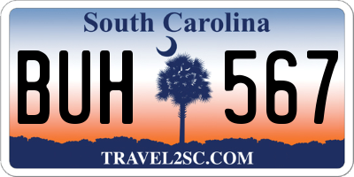 SC license plate BUH567