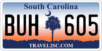 SC license plate BUH605