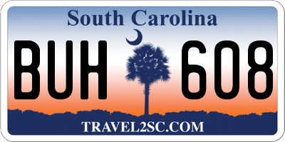 SC license plate BUH608