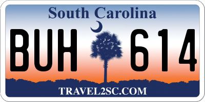 SC license plate BUH614