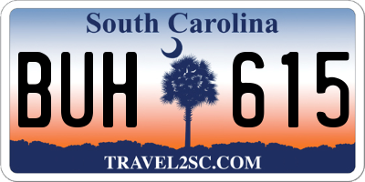 SC license plate BUH615