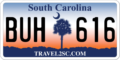 SC license plate BUH616