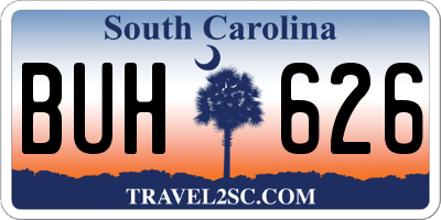 SC license plate BUH626