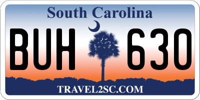 SC license plate BUH630