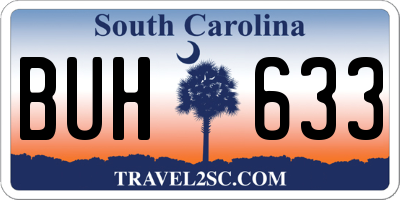 SC license plate BUH633