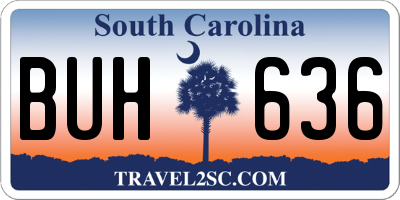 SC license plate BUH636
