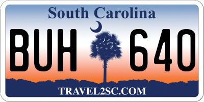 SC license plate BUH640