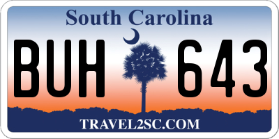 SC license plate BUH643