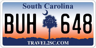 SC license plate BUH648