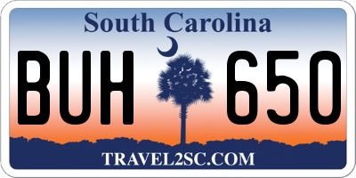 SC license plate BUH650
