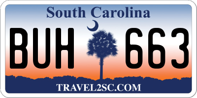 SC license plate BUH663
