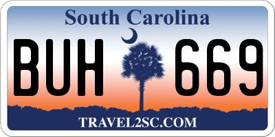 SC license plate BUH669