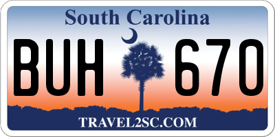 SC license plate BUH670