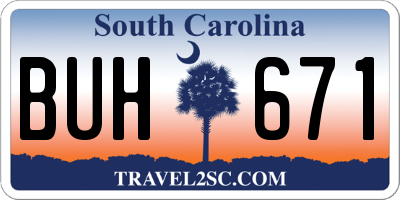 SC license plate BUH671