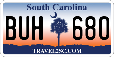 SC license plate BUH680