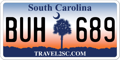 SC license plate BUH689