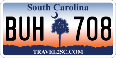 SC license plate BUH708
