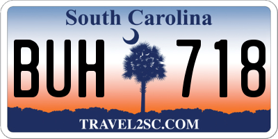 SC license plate BUH718