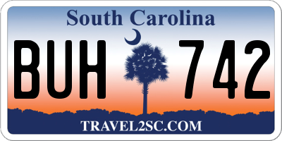 SC license plate BUH742
