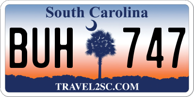 SC license plate BUH747
